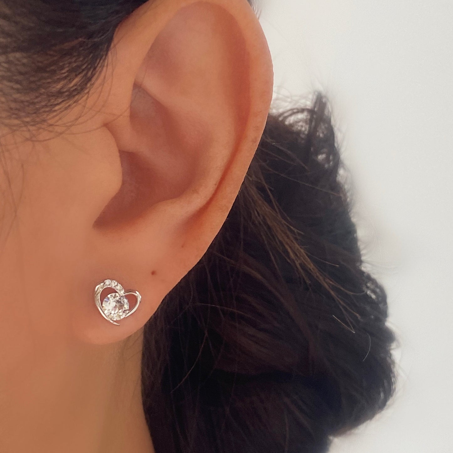 Silver Love Heart Stud Earring