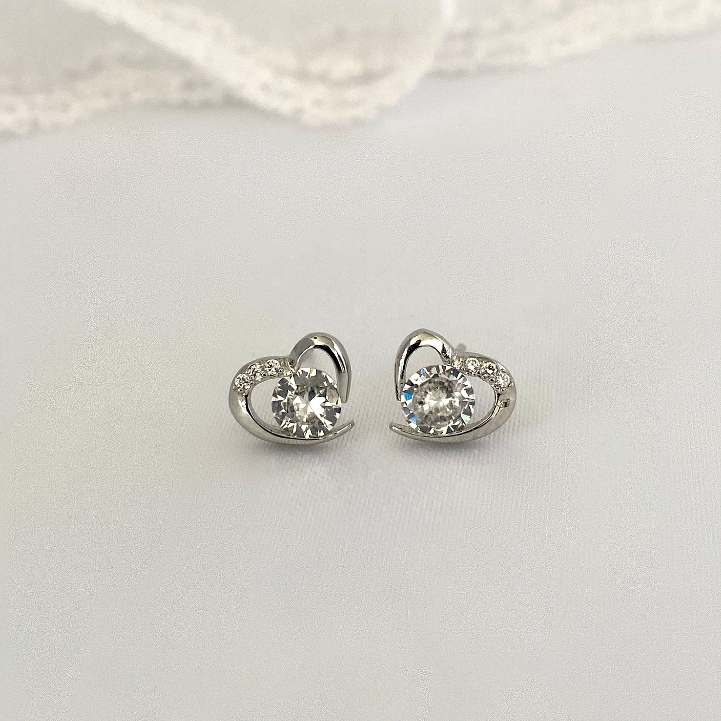 Silver Love Heart Stud Earring