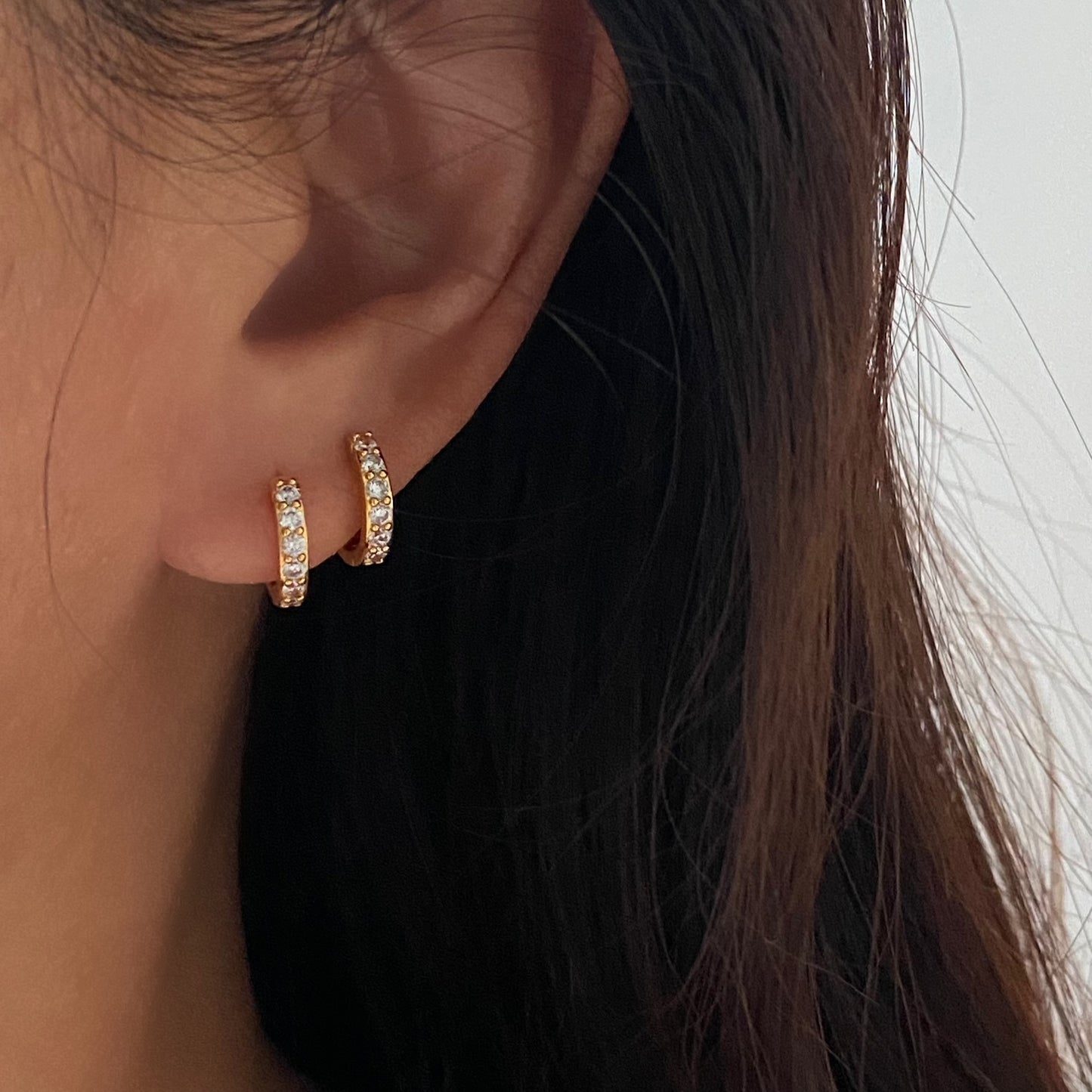 Cubic Tiny Pave Hugie Hoops