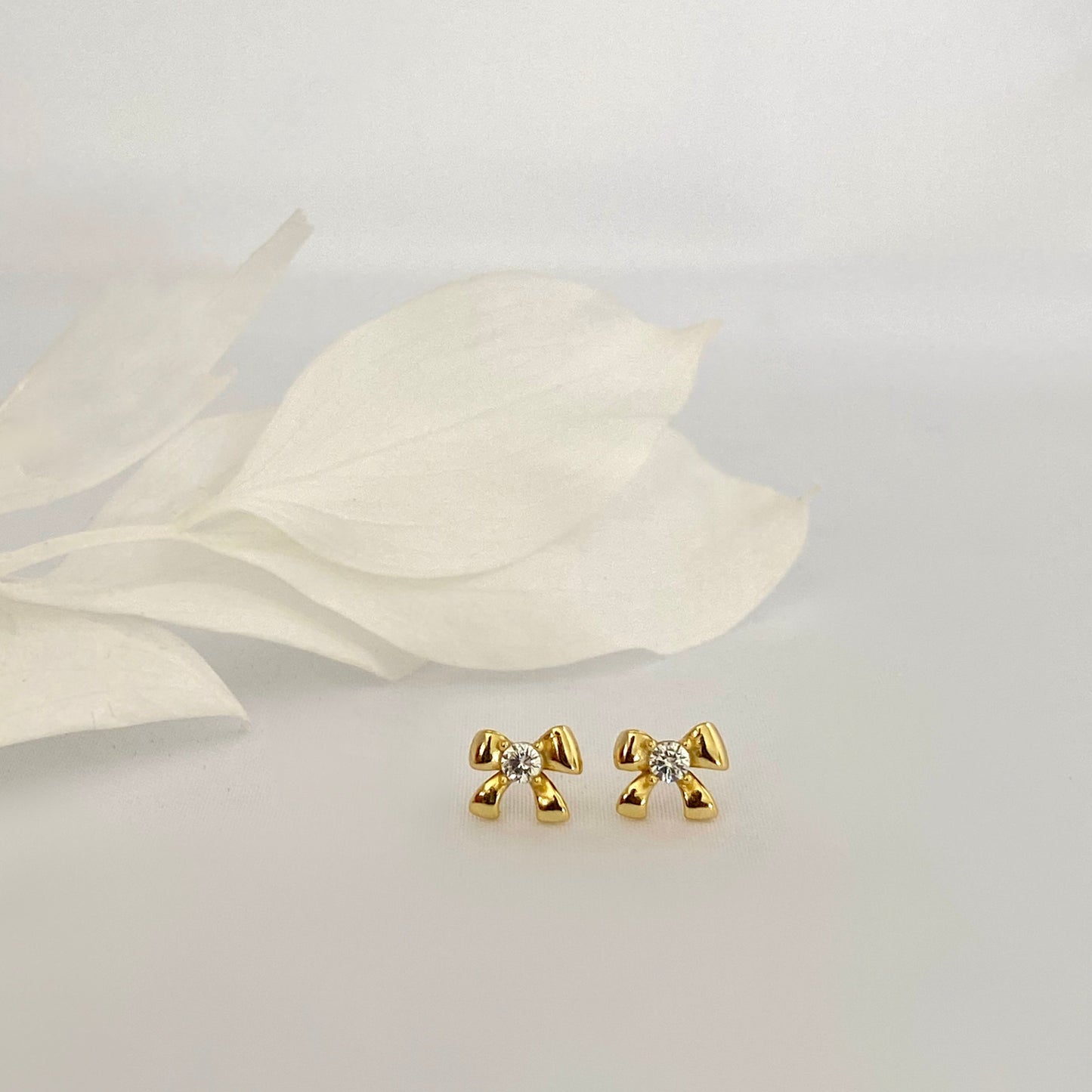 Bow CZ Stud Earrings GOLD