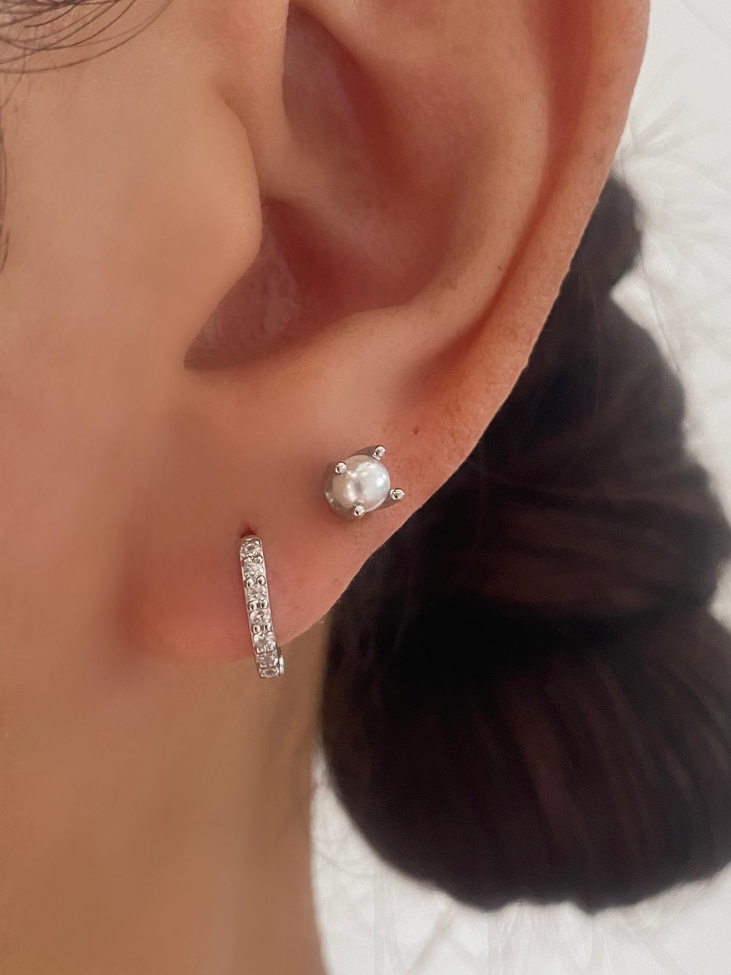 Pearl Stud SILVER Earrings 4mm