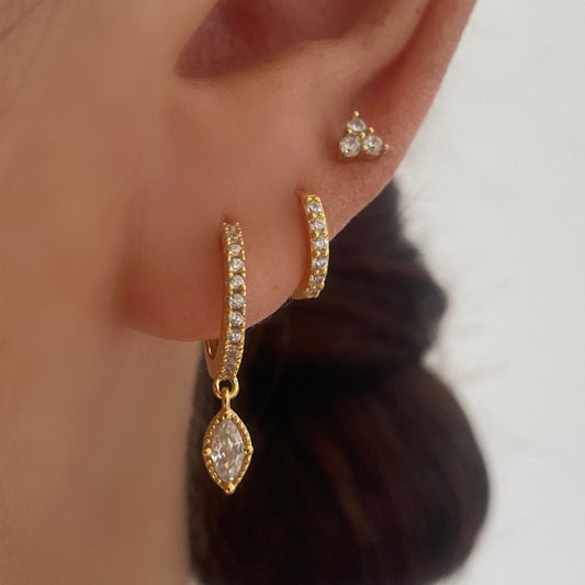 Marquise Oval Cubic Dangle Earring Set
