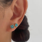 Turquoise 4 clover Stud Earrings