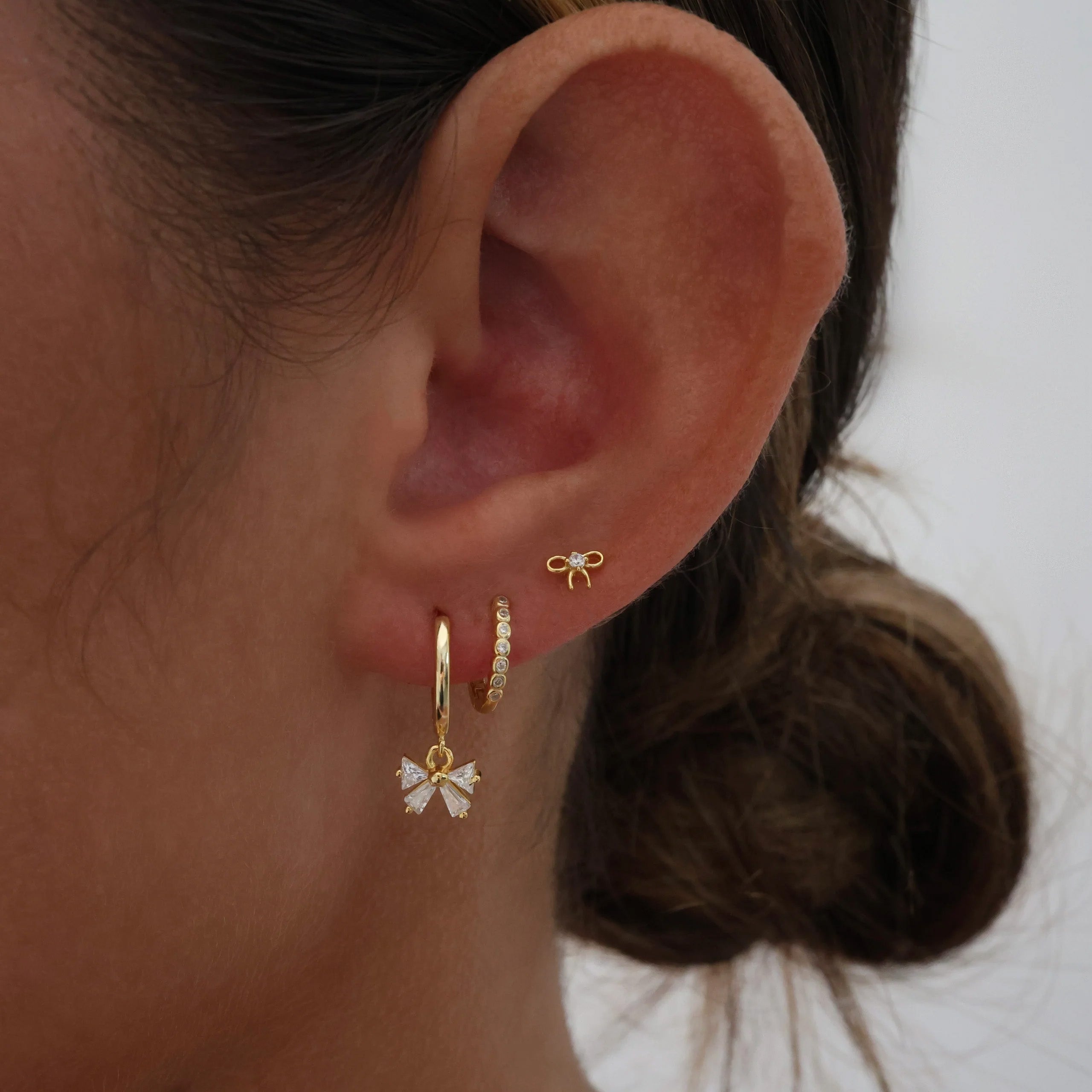 Nabi Bow Dangle Earrings Set GOLD