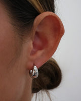 Celestial Chunky Silver Water droplet Hoop Earring