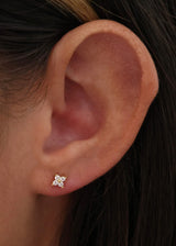 4 Clover Gold Stud Earrings- Sterling Silver