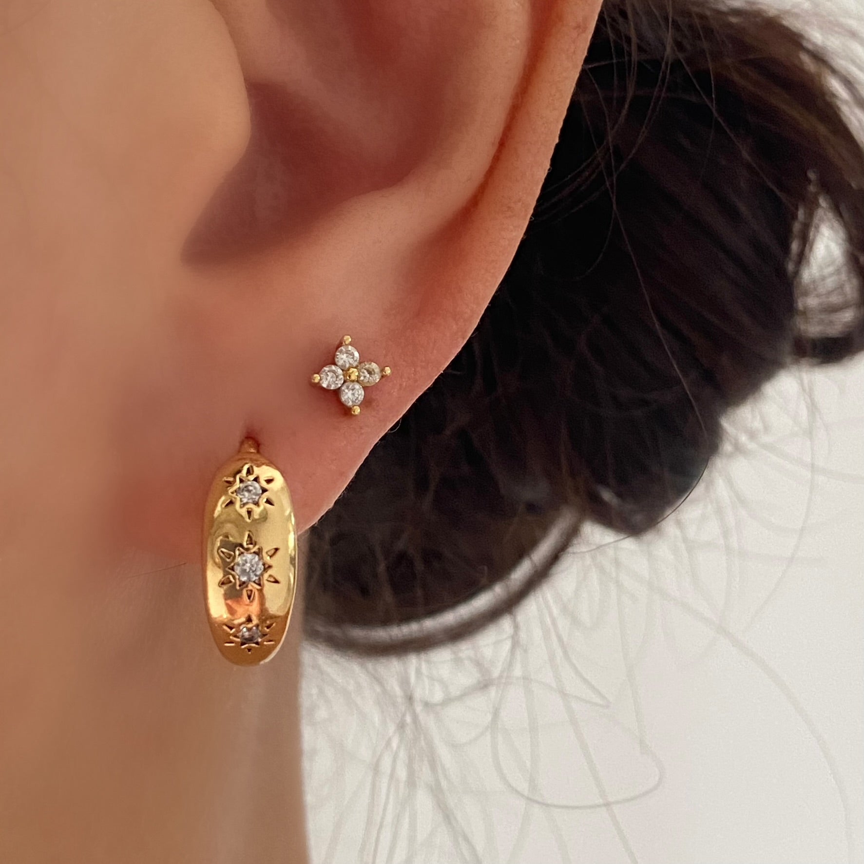 Starburst Gold Huggie Earrings Small