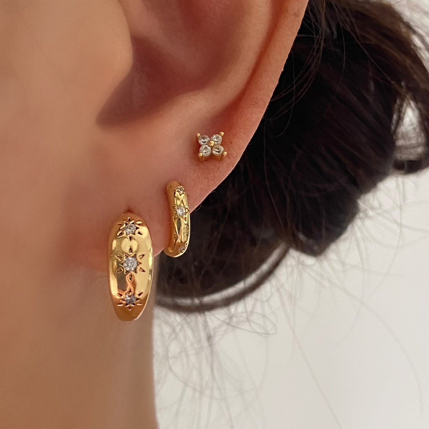 Starburst Gold Huggie Earrings Small