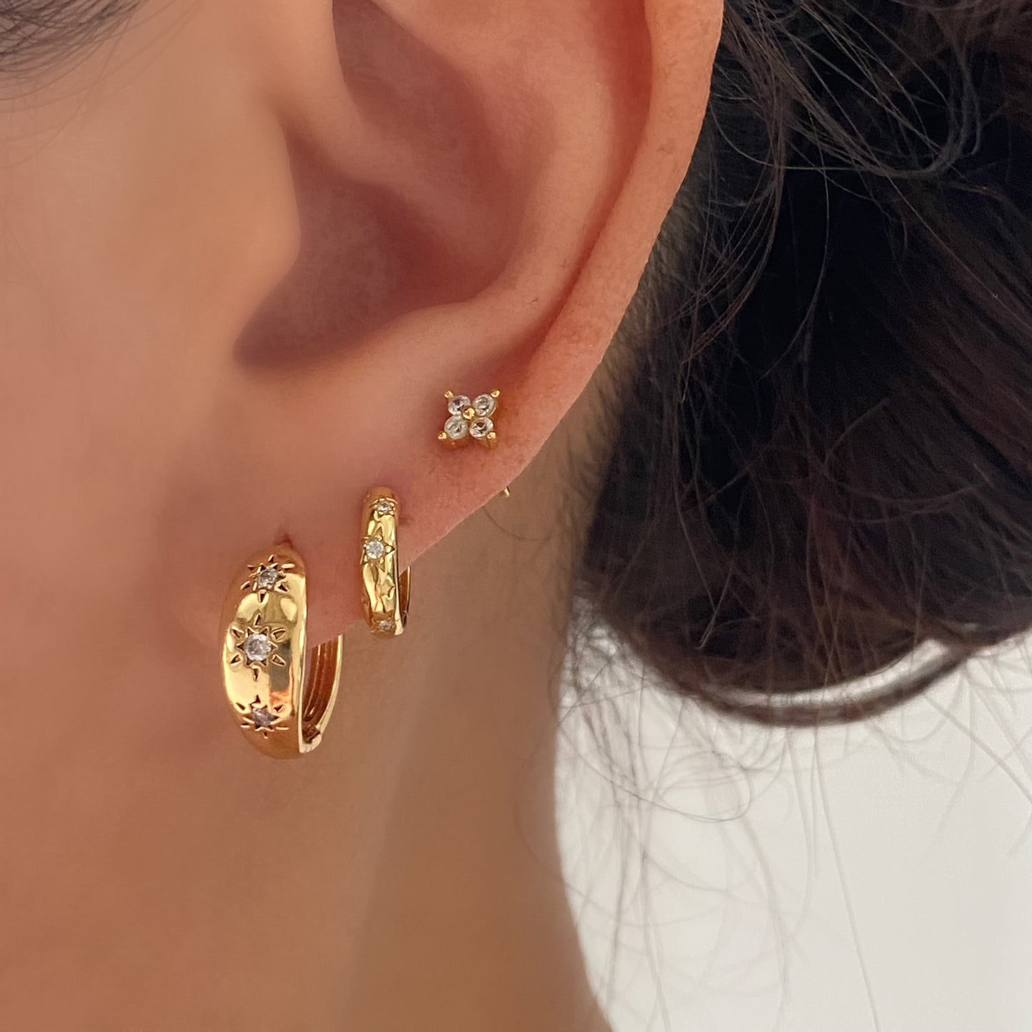Starburst Gold Huggie Earrings Small