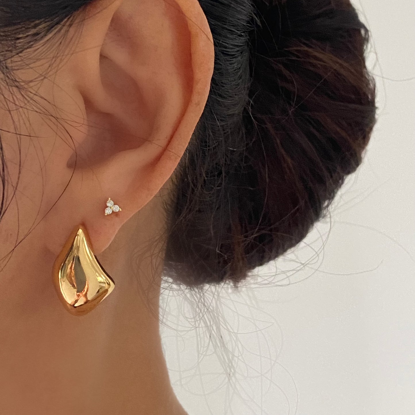 Gold Chunky Waterdrop Stud Earrings Big