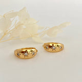 Starburst Gold Huggie Earrings Small