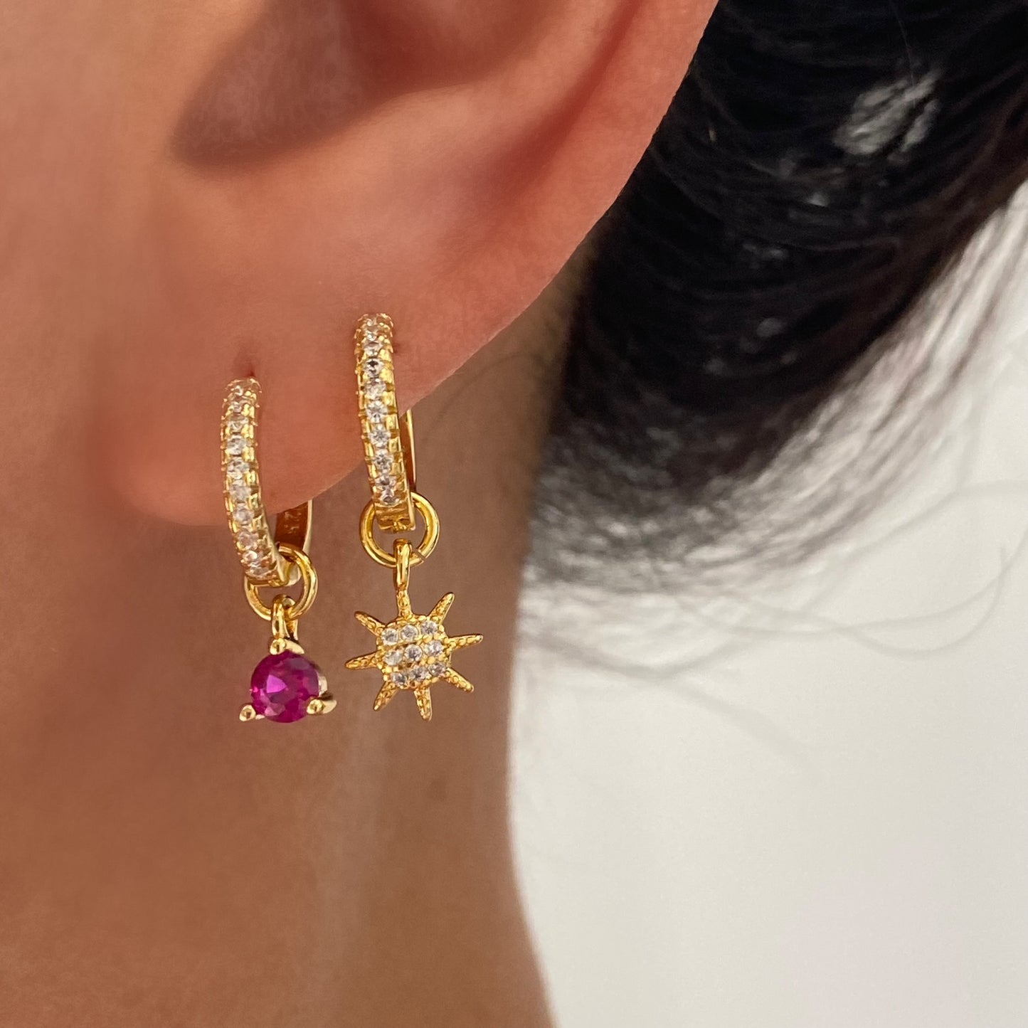 925 Sterling Silver Earrings for Women Pink 18k Gold pt 4 Pendant Set