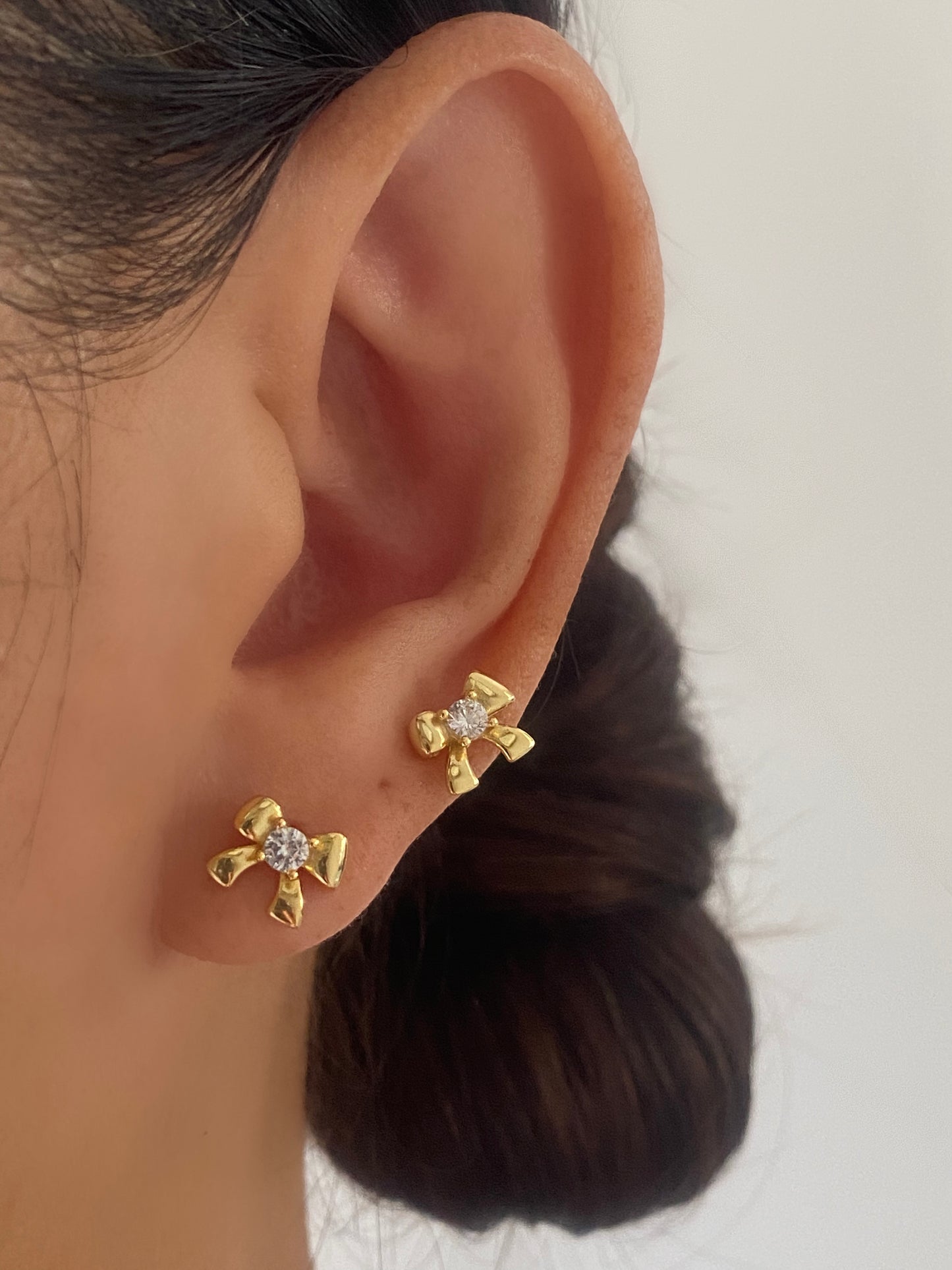 Bow CZ Stud Earrings GOLD