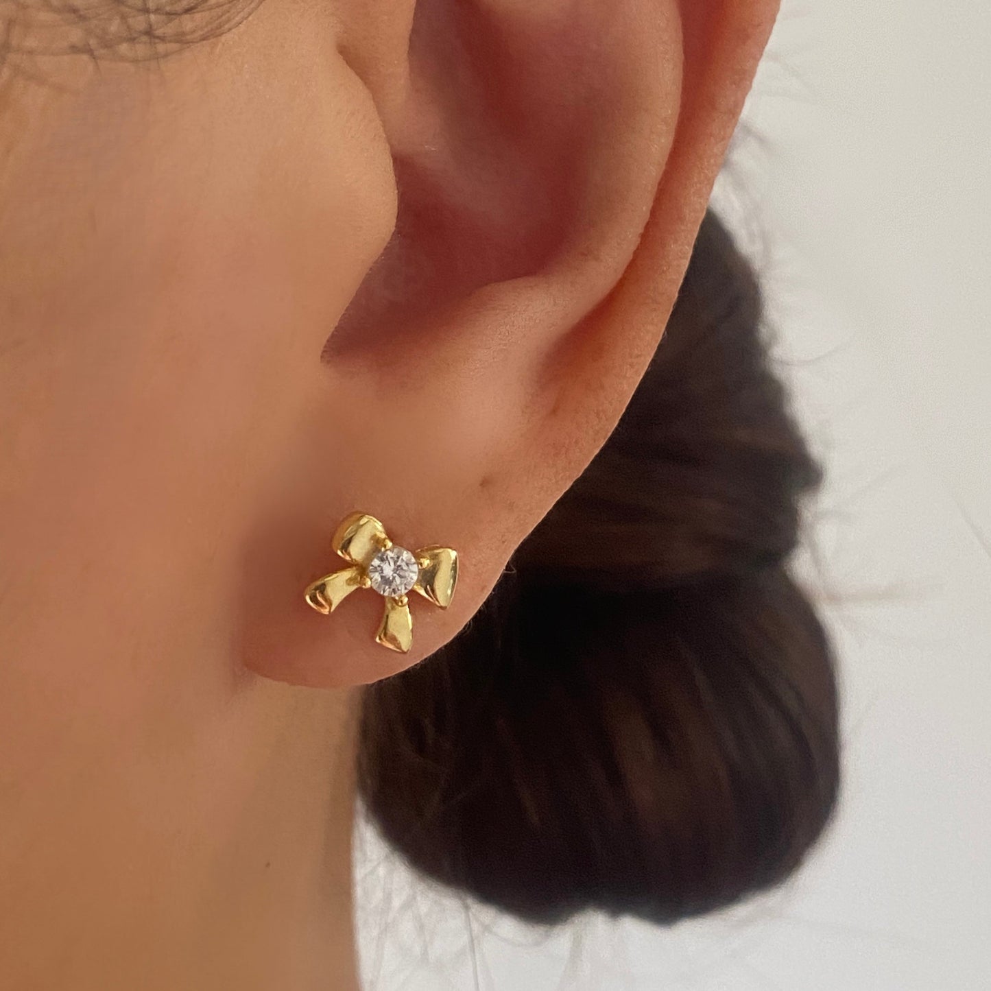 Bow CZ Stud Earrings GOLD