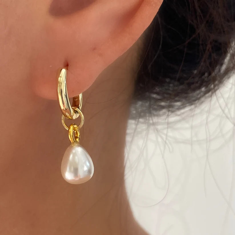 Baroque Pearl Drop Earrings 925 Sterling Silver GOLD