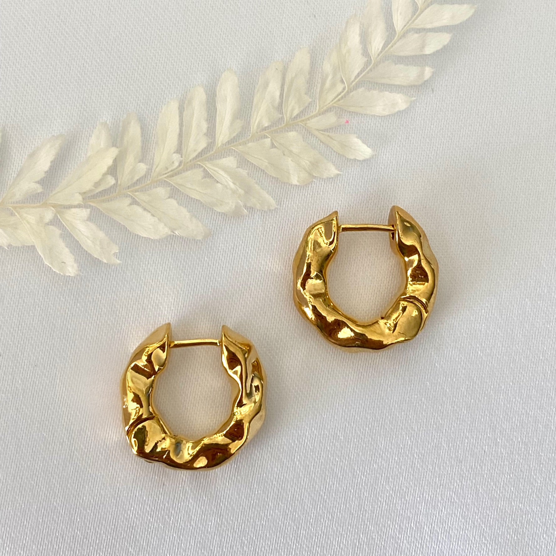 Hammered Gold Hoop Earrings