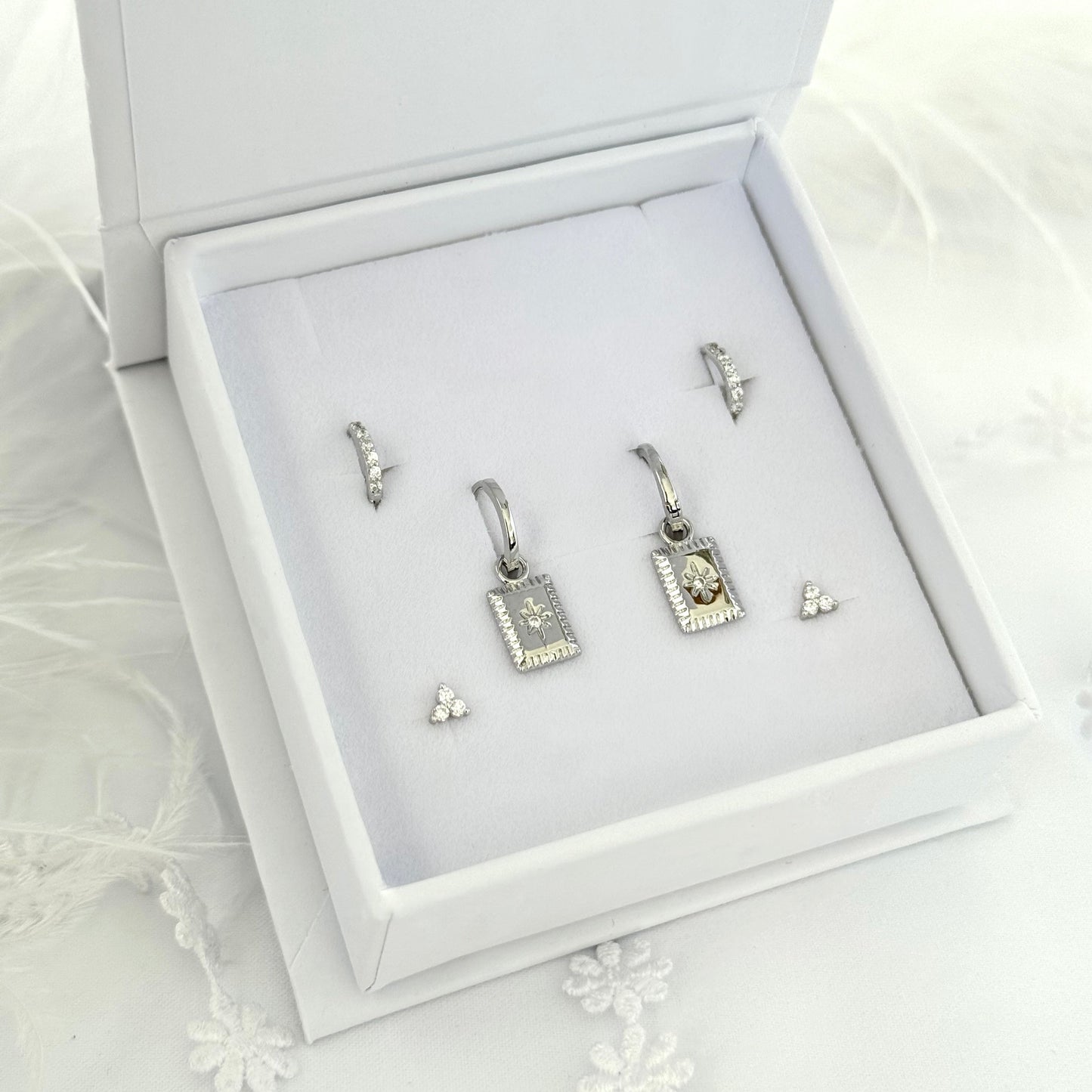 Starburst Silver Dangle Earring Gift Set