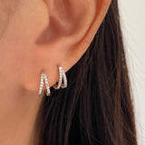 Dainty Minimalist Silver Double Hoops