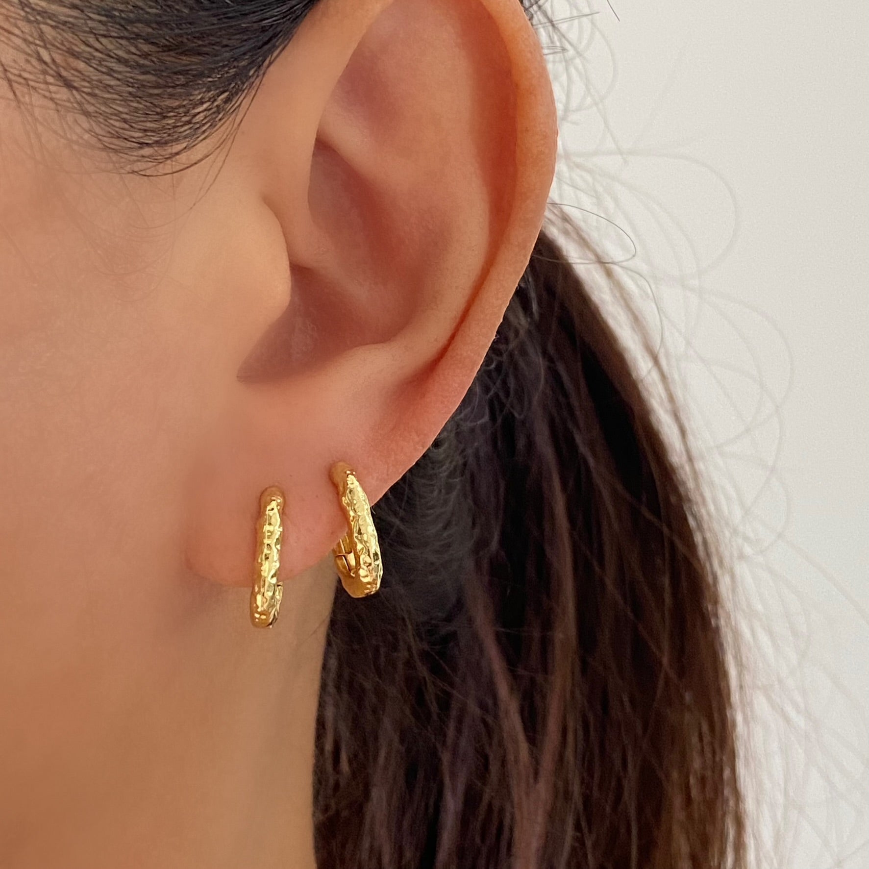 Gold rectangle deals hoop earrings