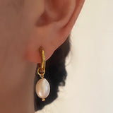 Natural Pearl Drop Stainless Steel Earring