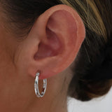 Cubic Inside out Silver Hoop Earrings 22mm