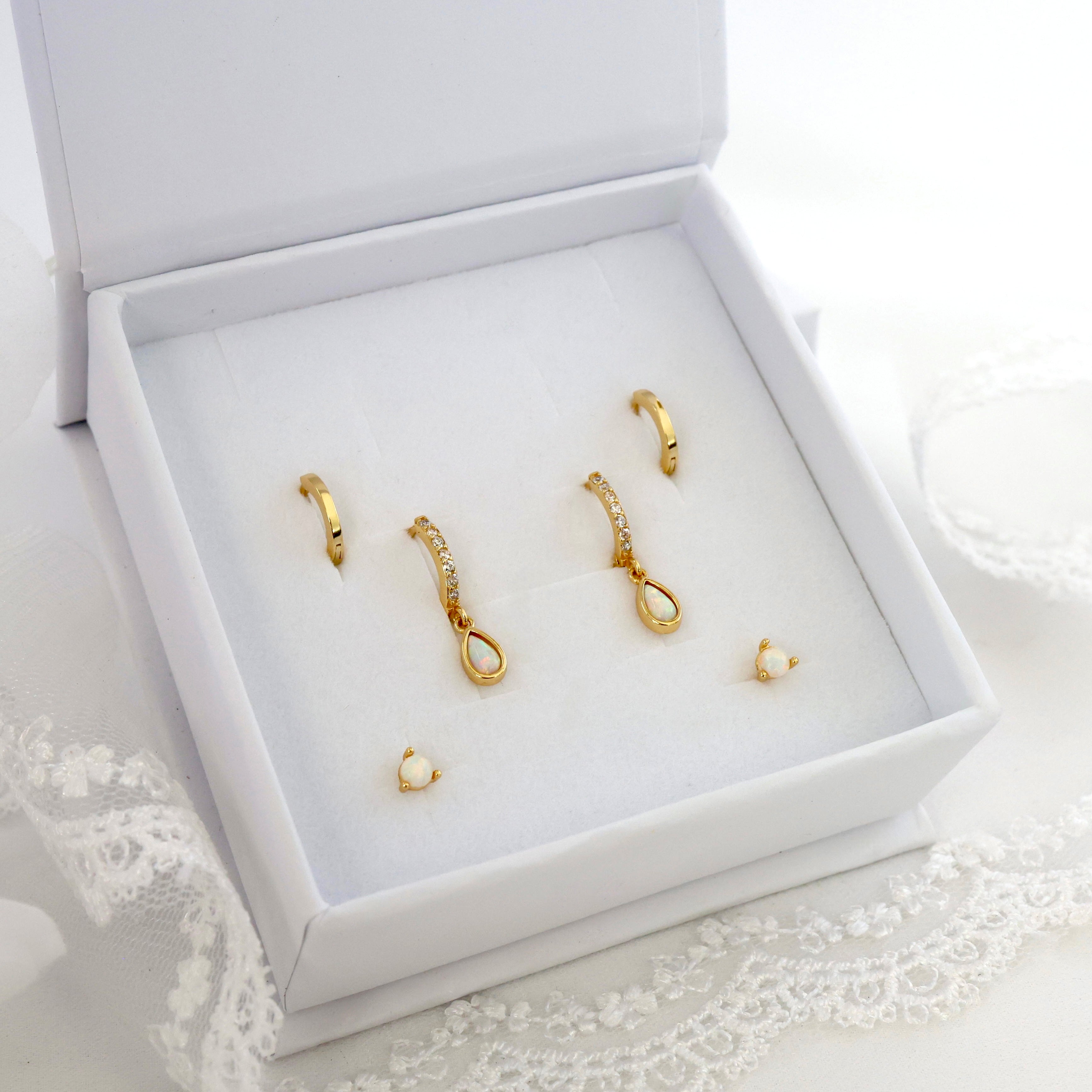 Tiana Opal Dangle Earrings GOLD A + B + C (6 earrings)