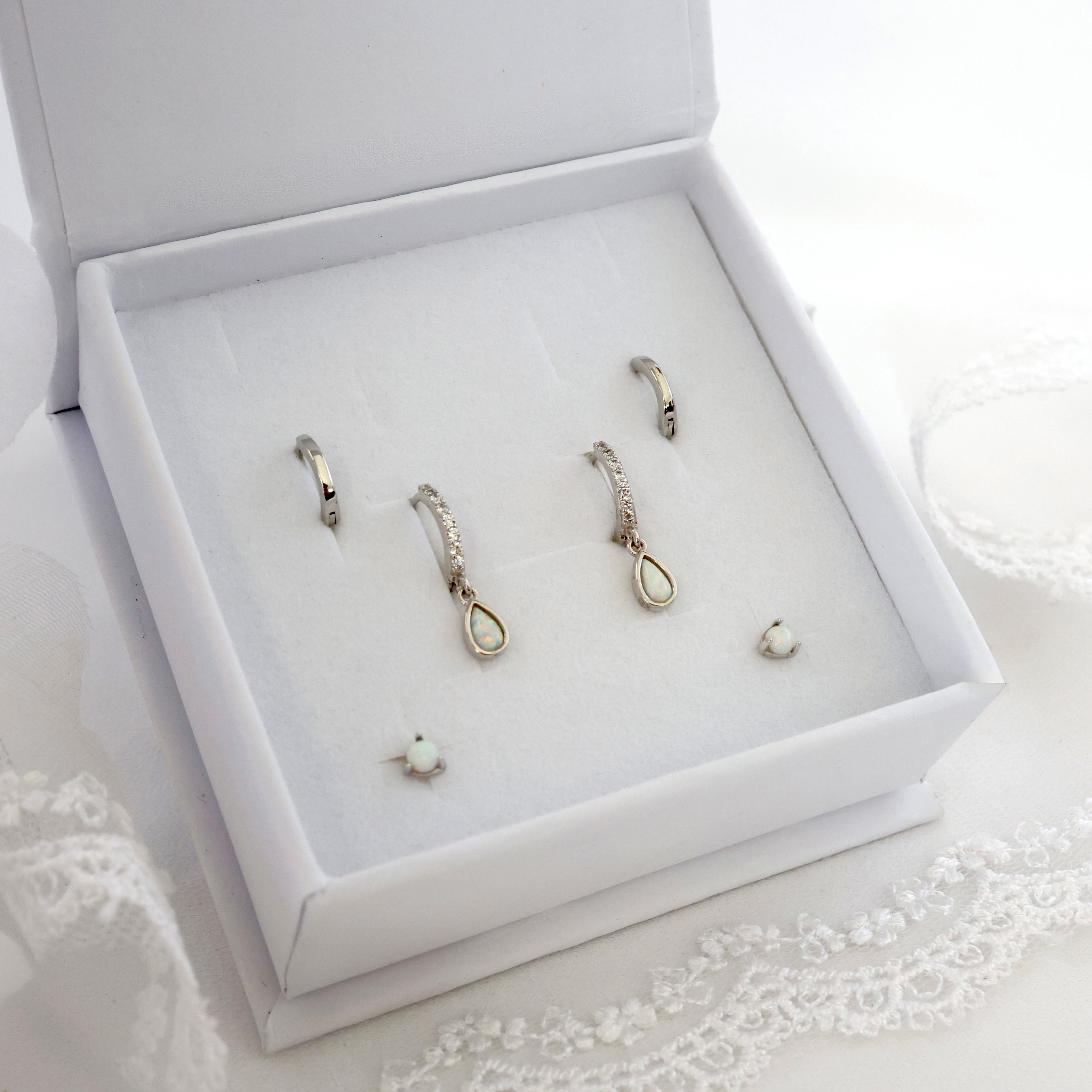 Tiana Opal Dangle Earrings SILVER