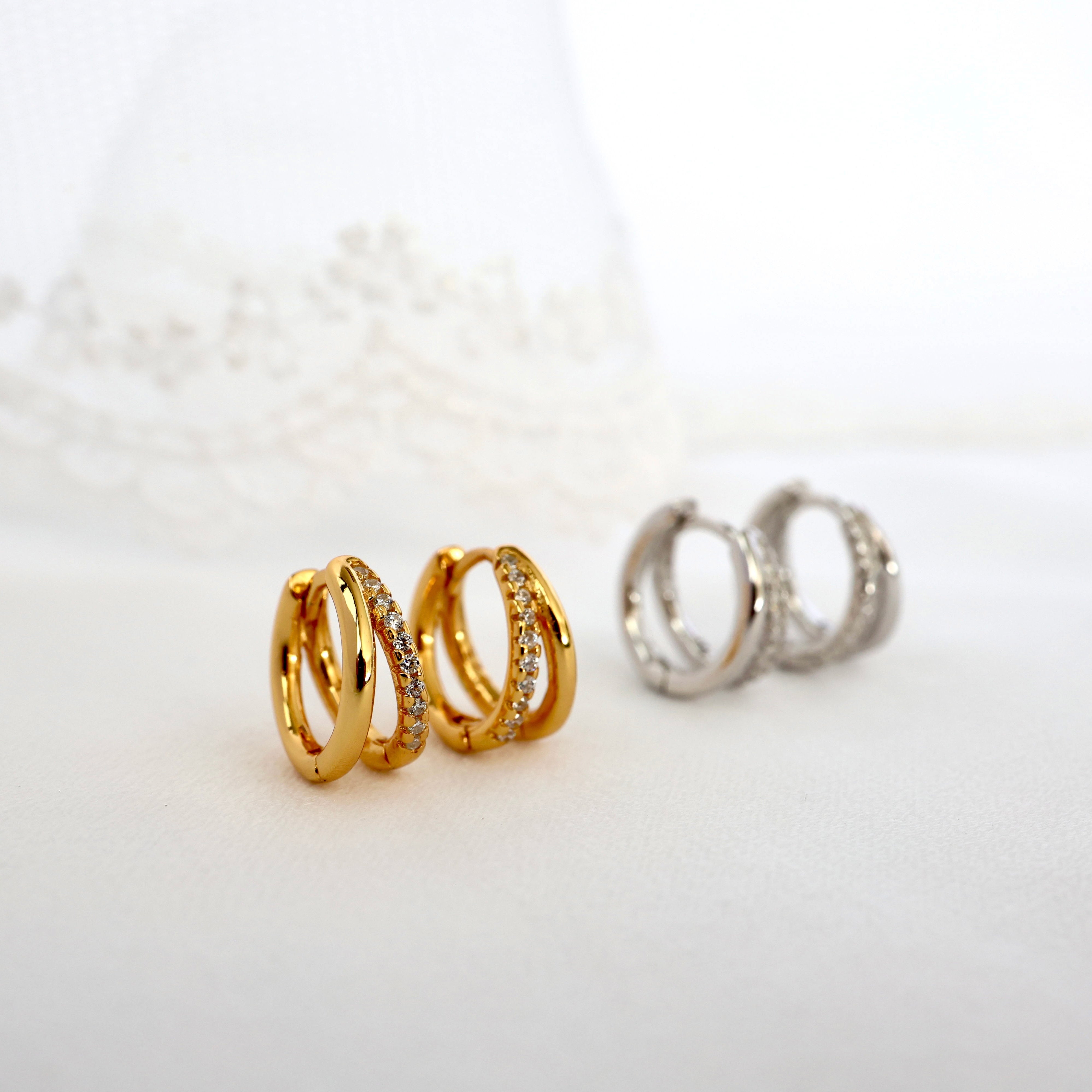 Elle Double Huggie Hoop Earrings GOLD