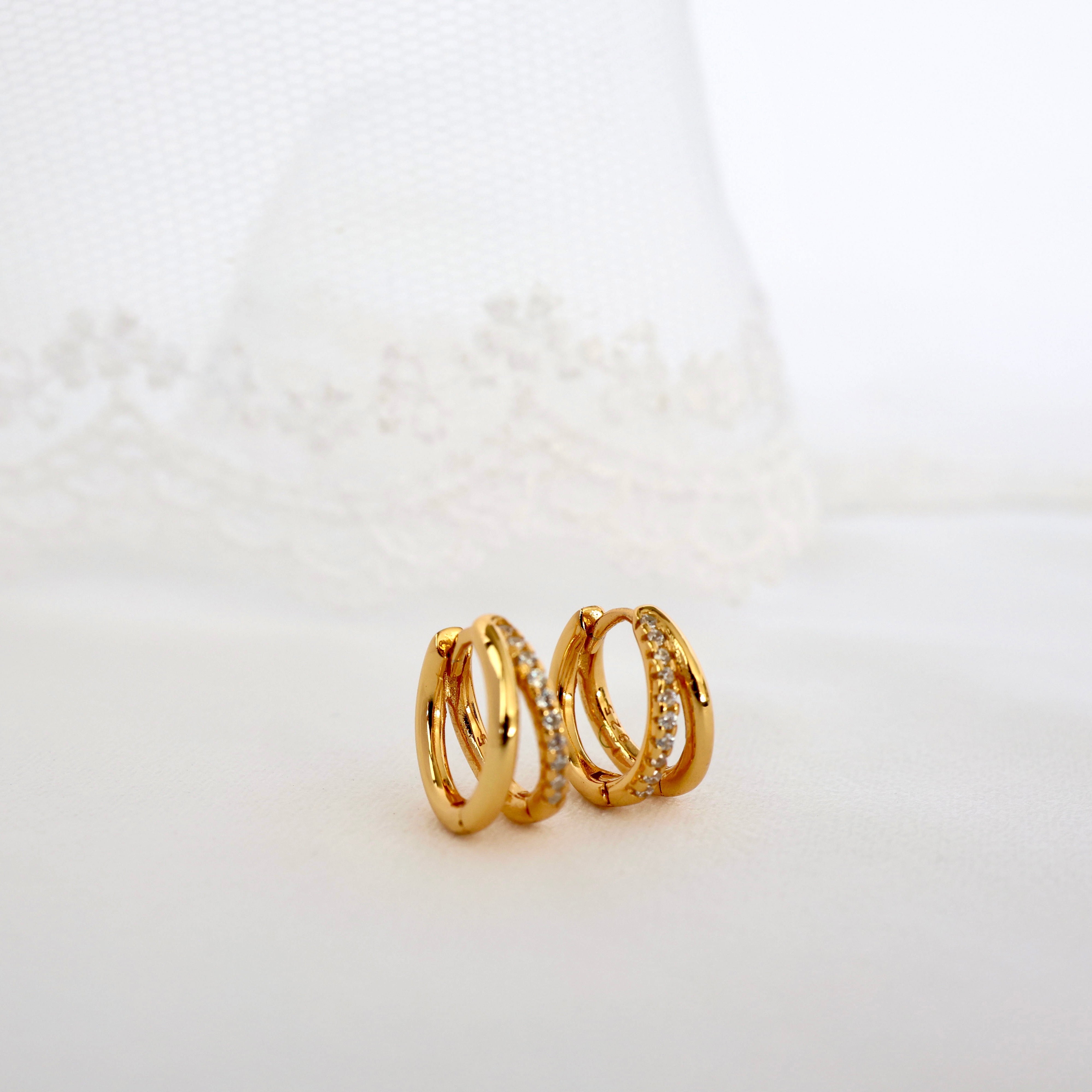 Elle Double Huggie Hoop Earrings GOLD