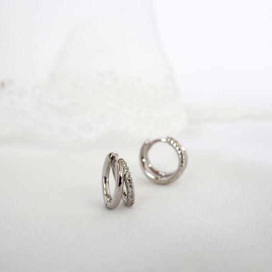 Elle Double Huggie Hoop Earrings SILVER