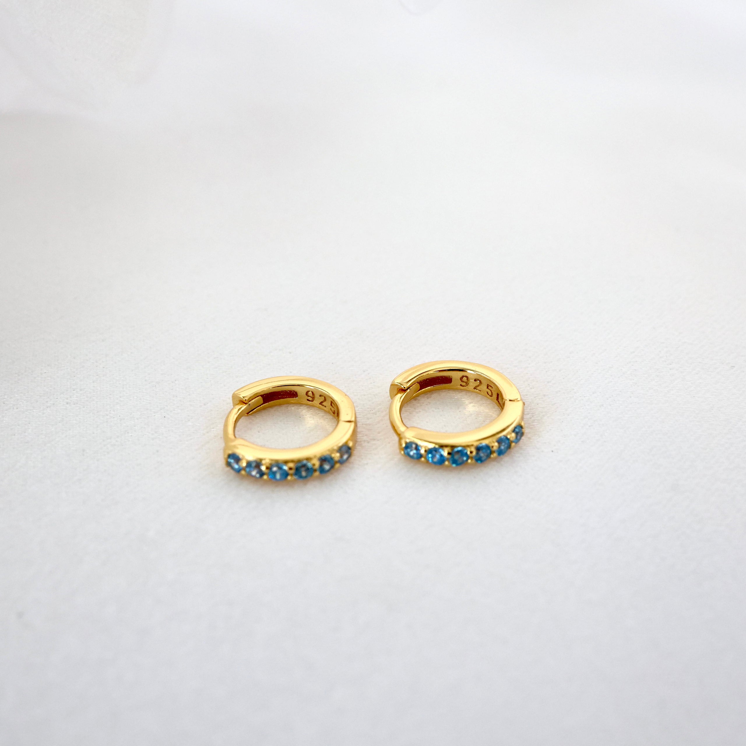 4 Clover Blue Dangle Earrings GOLD