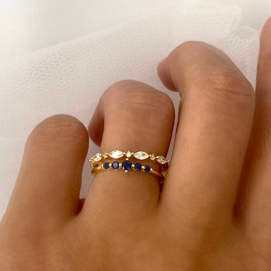 Sapphire Dainty Stacking Gold Ring A,I