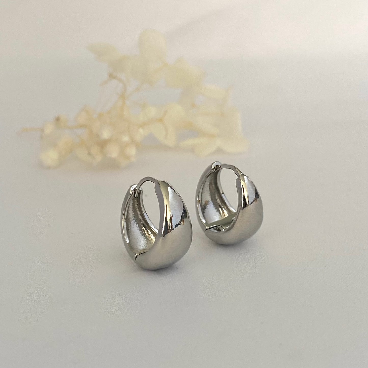 Chunky Silver Hoop Earrings 1cm Thick