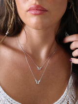 Asrai Butterfly Double Layered Necklace Sterling Silver-Silver