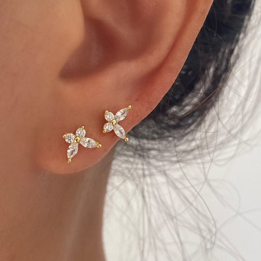 Butterfly Gold Stud earrings 925 sterling silver