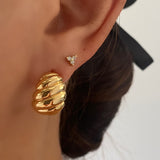 Croissant Chunky Gold Stud Earrings