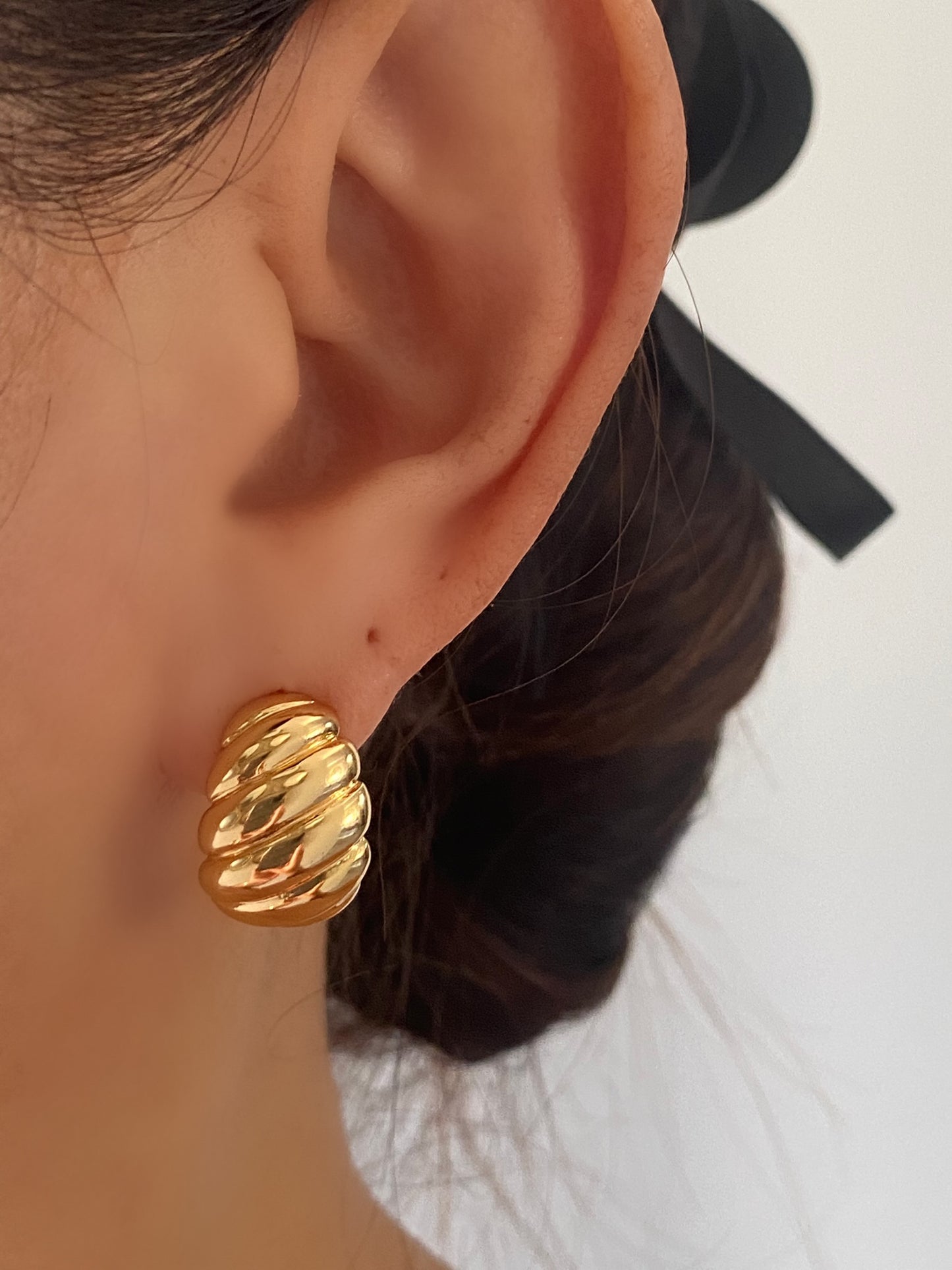Croissant Chunky Gold Stud Earrings