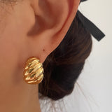 Croissant Chunky Gold Stud Earrings