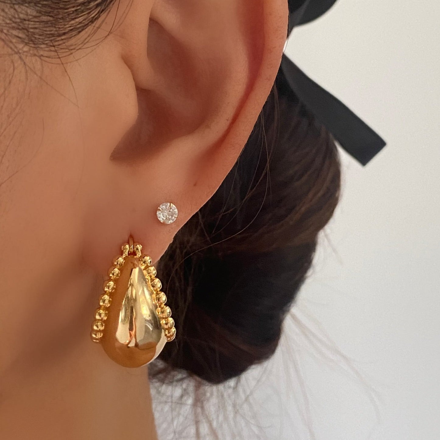 Chunky Gold Milgrain Hoop Earrings