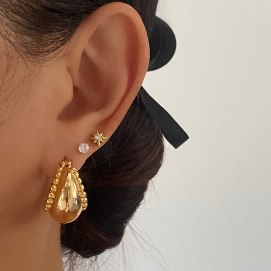 Chunky Gold Milgrain Hoop Earrings