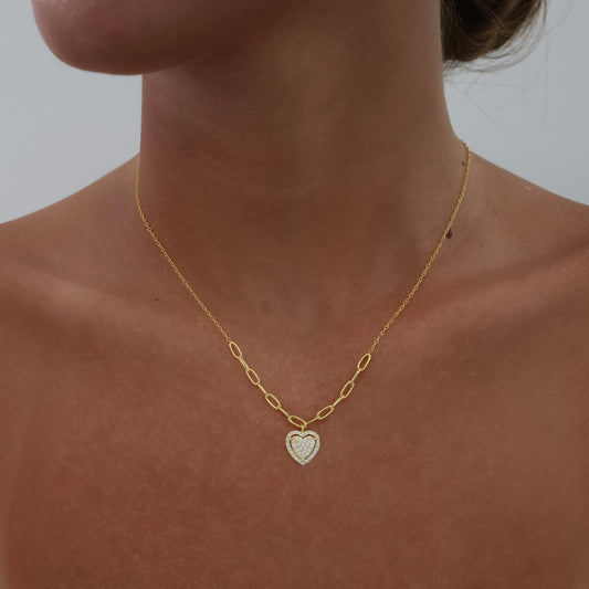 Dazzling Love Heart Gold Necklace