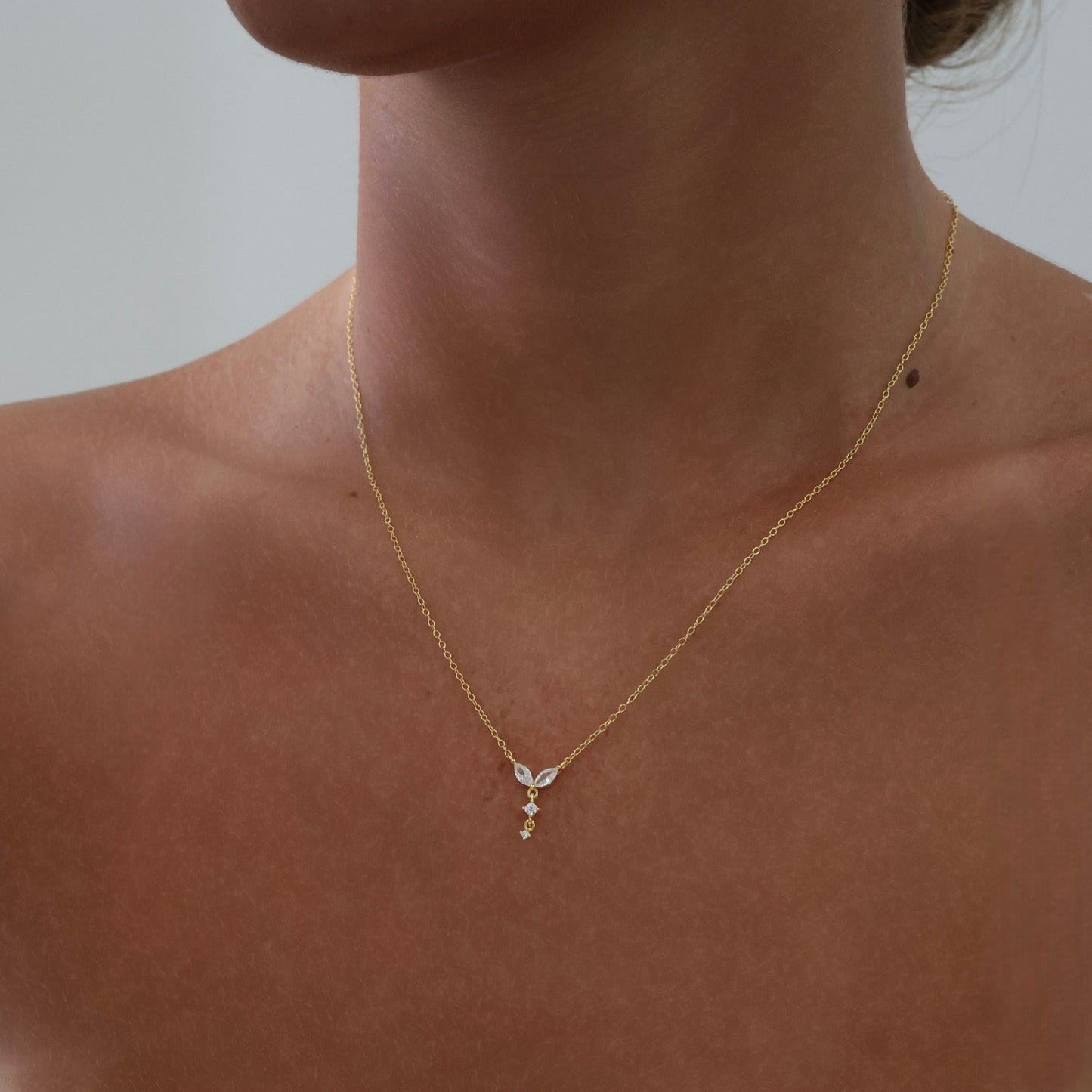 Crystal Pendant Gold Dainty Necklace