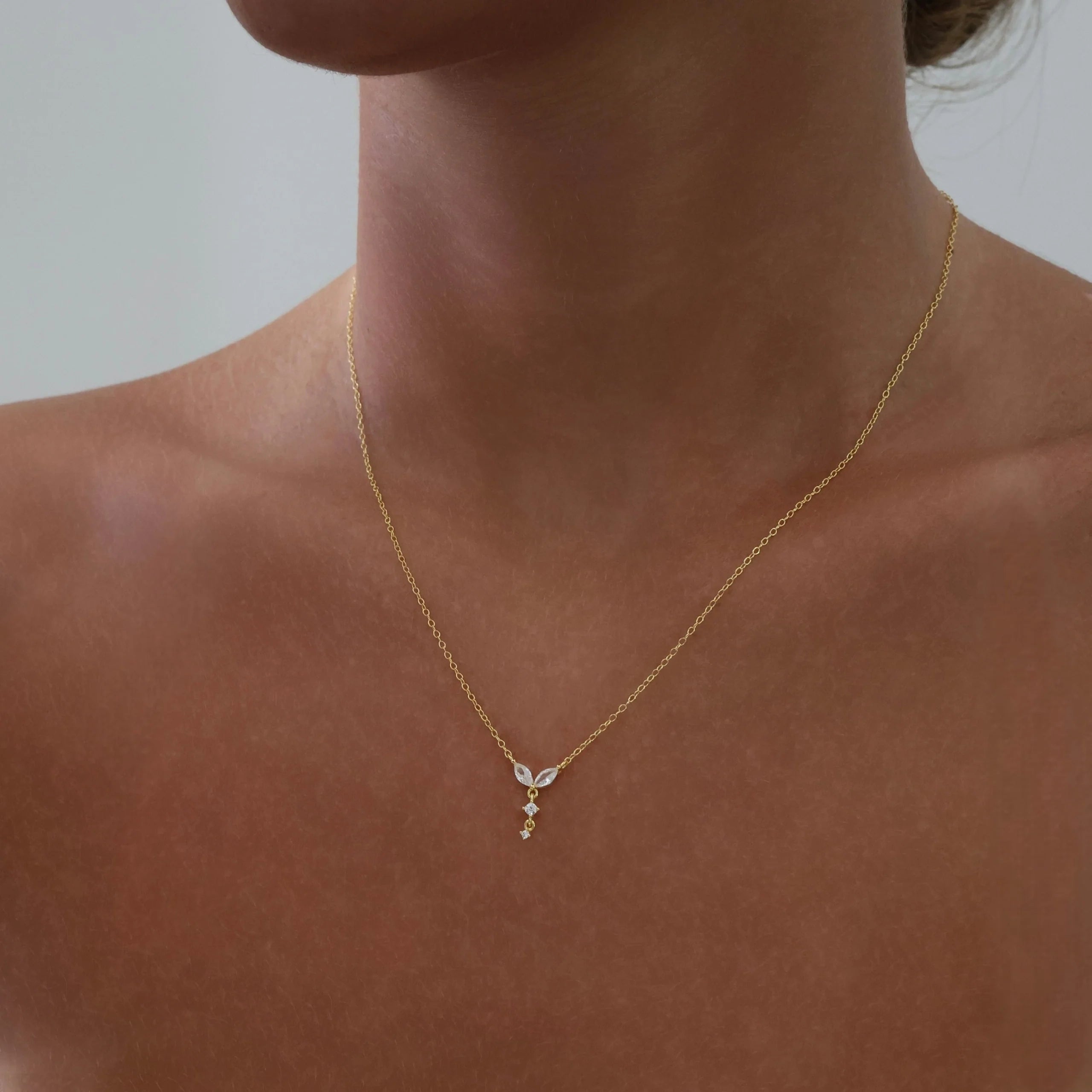 Crystal Pendant Gold Dainty Necklace Sterling Silver
