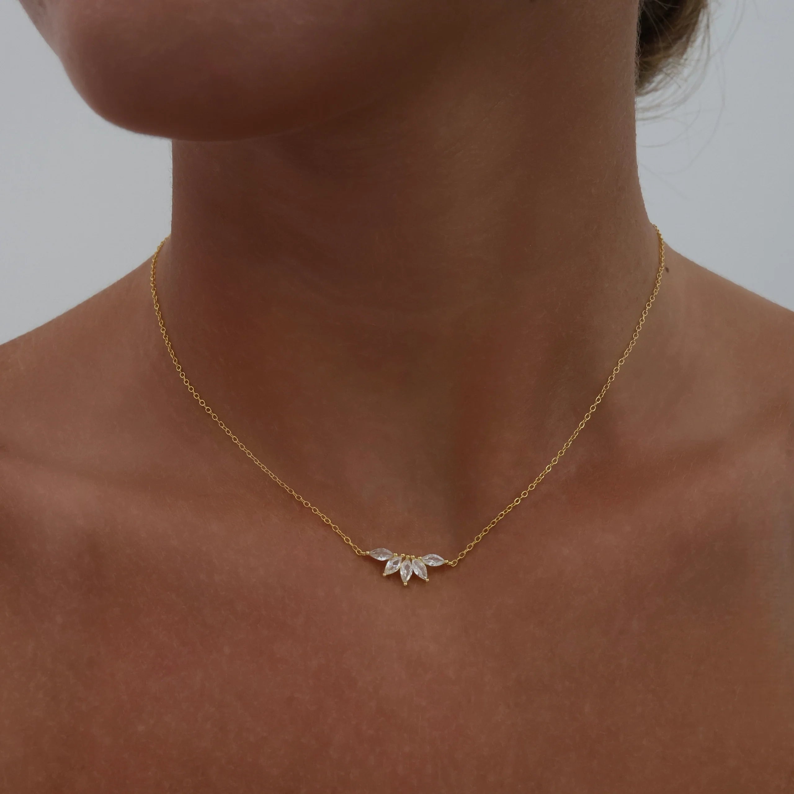 Marquise Star Pendant Gold Dainty Necklace Sterling Silver