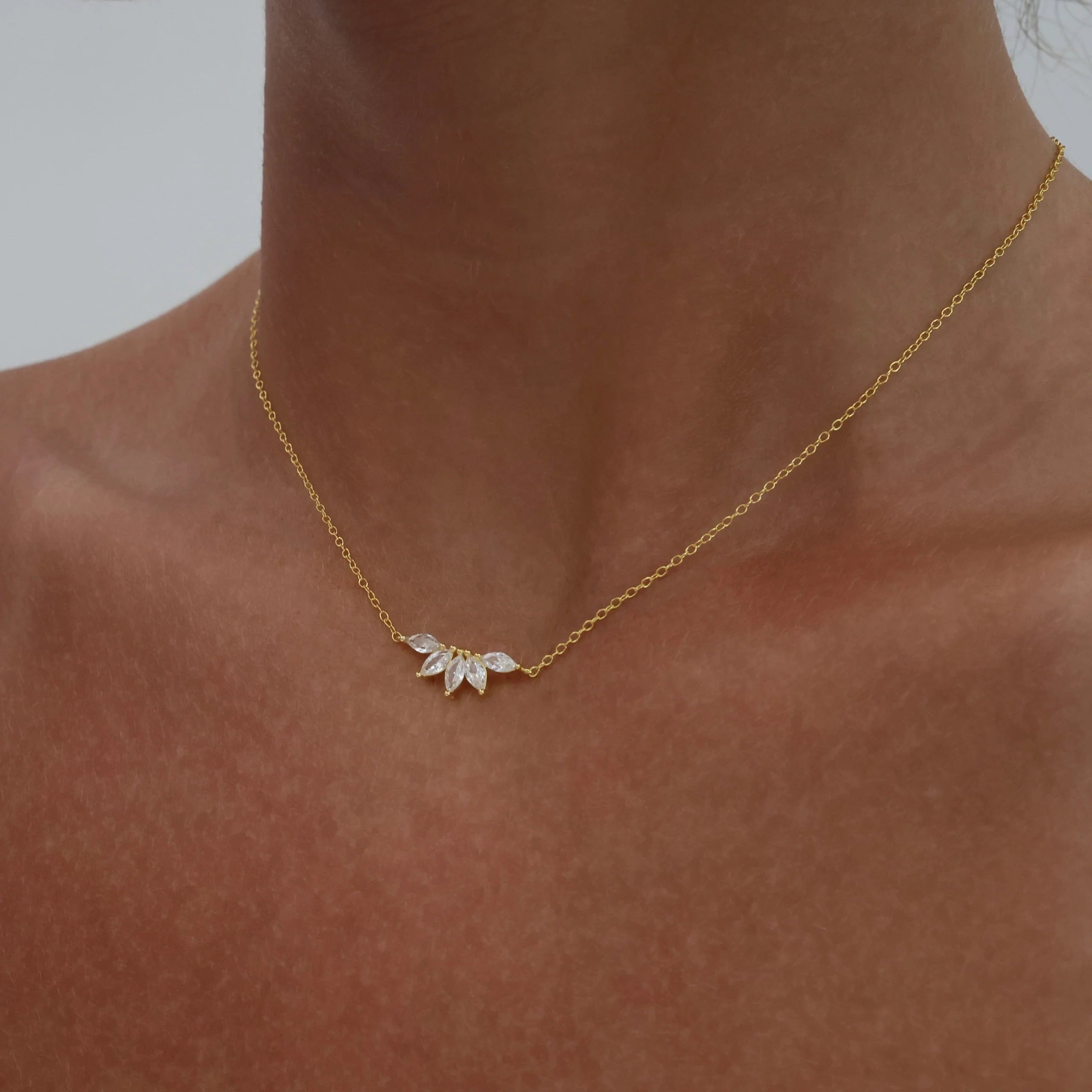 Marquise Star Pendant Gold Dainty Necklace Sterling Silver