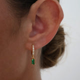 Skinny Baguette Gemstone Pave Hoop Earrings
