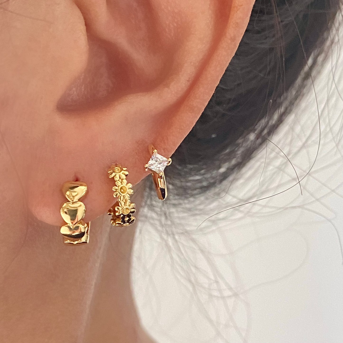 Diamond Princess Gold Huggie Hoop Earrings