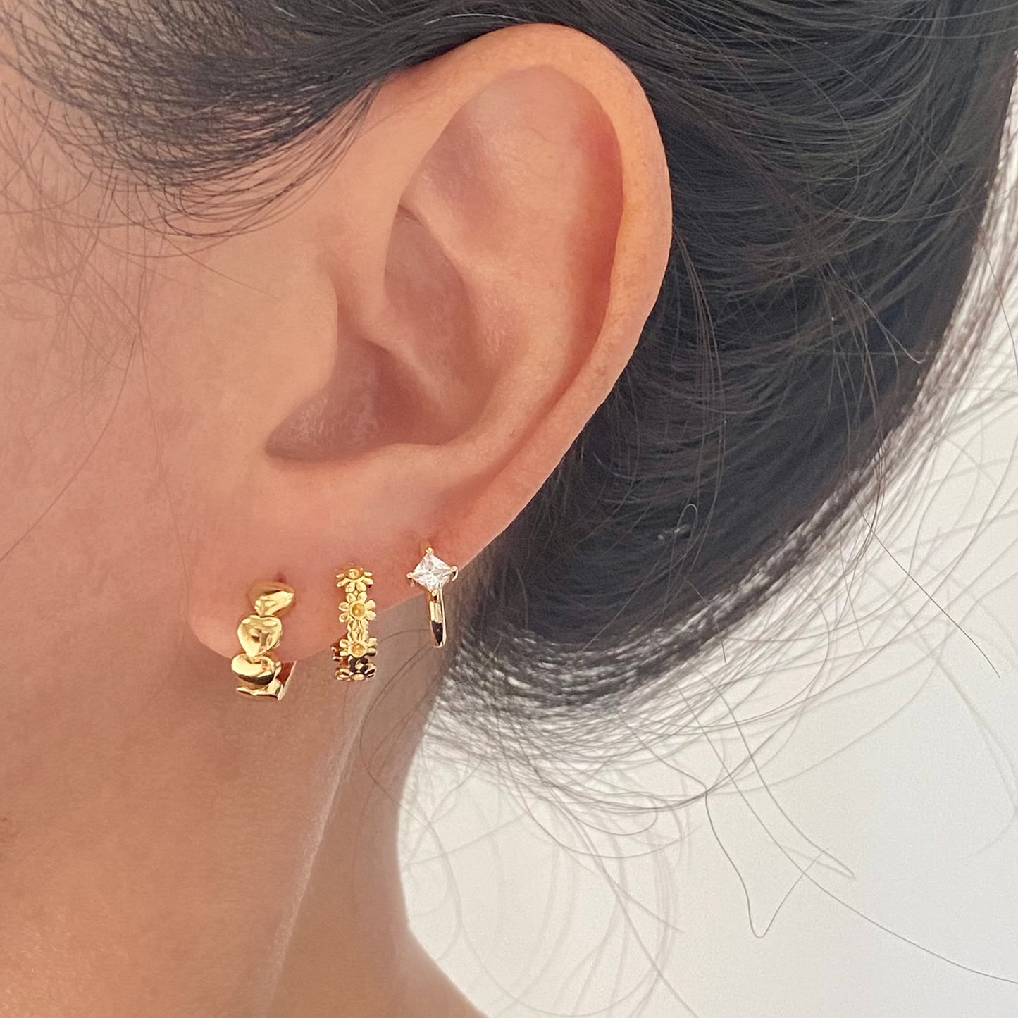 Gold Heart Huggie Hoop Earrings Small