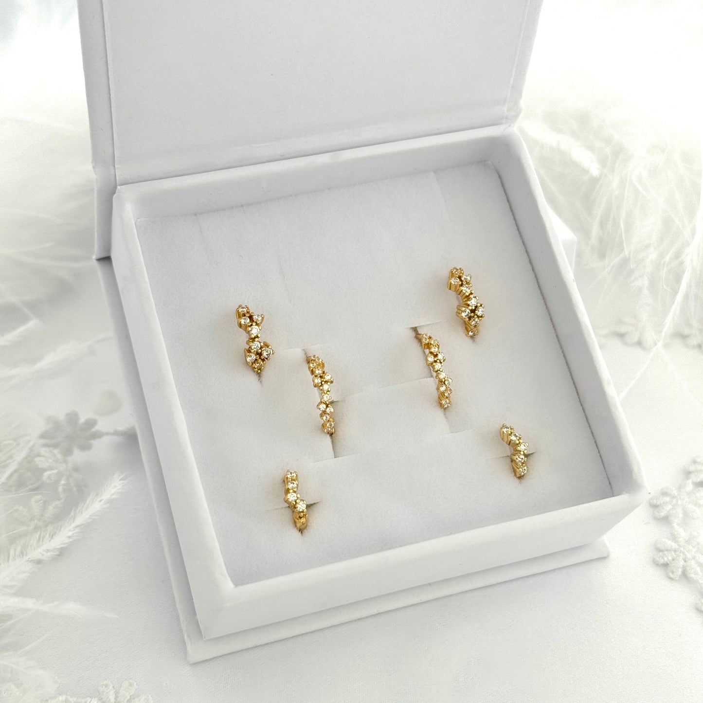 Multi Cubic Gold Earring Gift Box Set