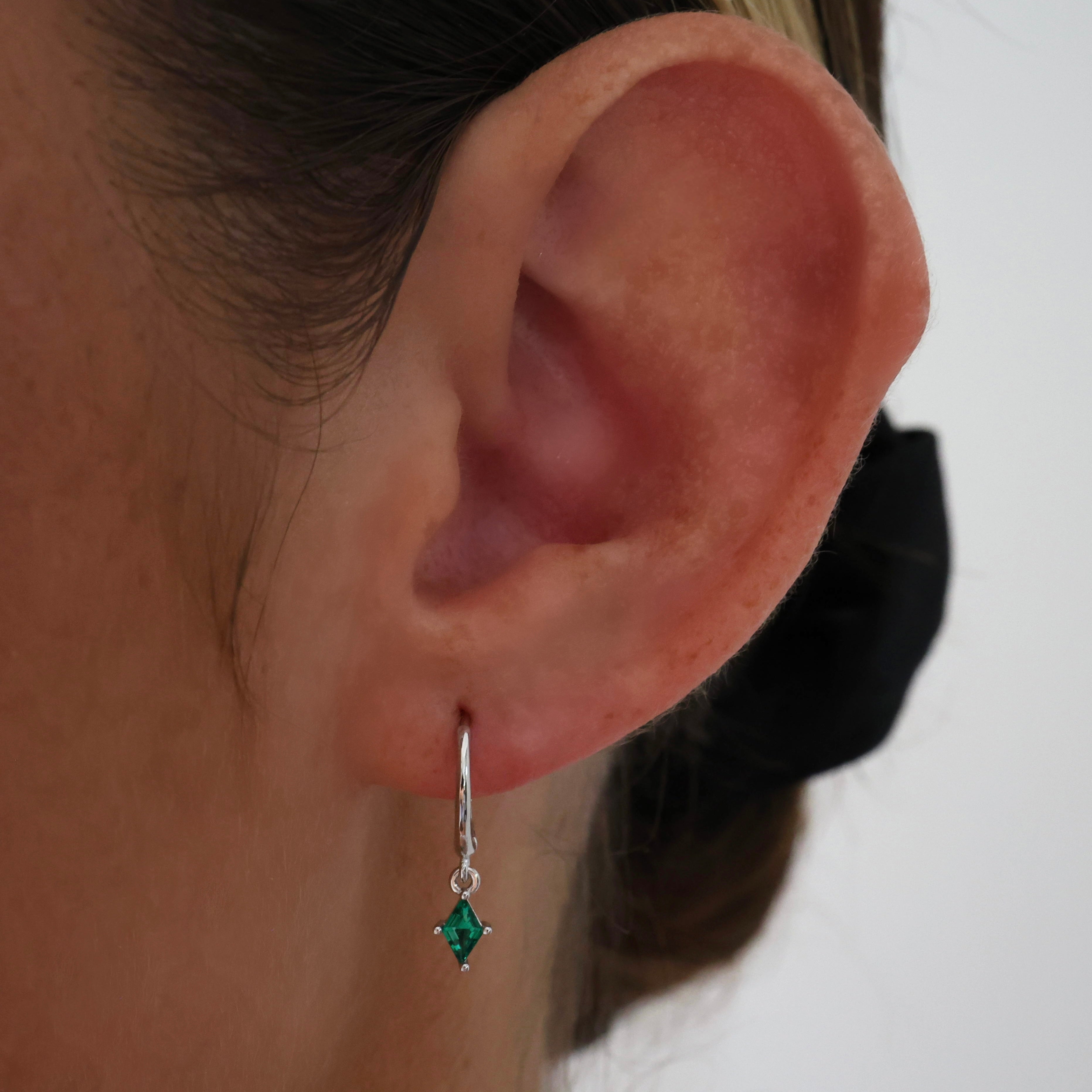 Mia Green Diamond Dangle Earrings SILVER